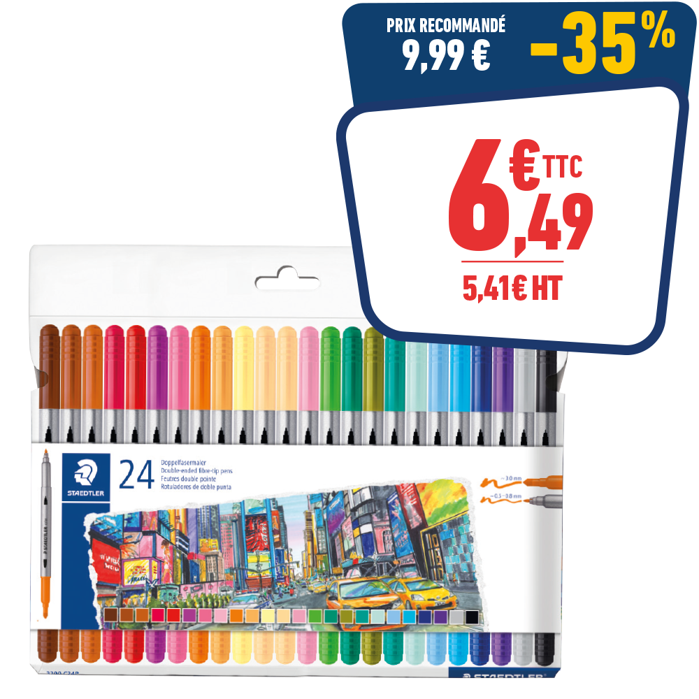 24 FEUTRES DOUBLE POINTE