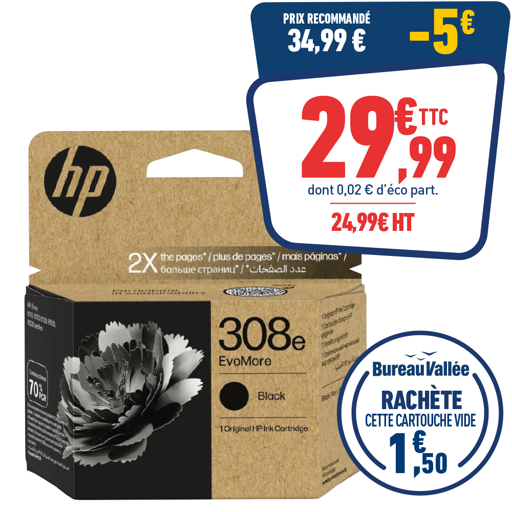 CARTOUCHE D'ENCRE HP 308e EVOMORE