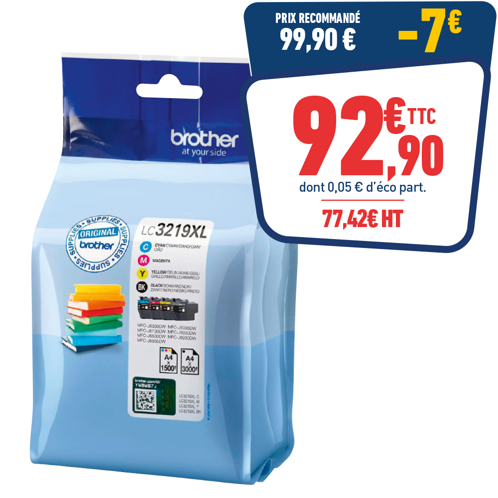 PACK DE 4 CARTOUCHES D'ENCRE BROTHER LC3219 XL