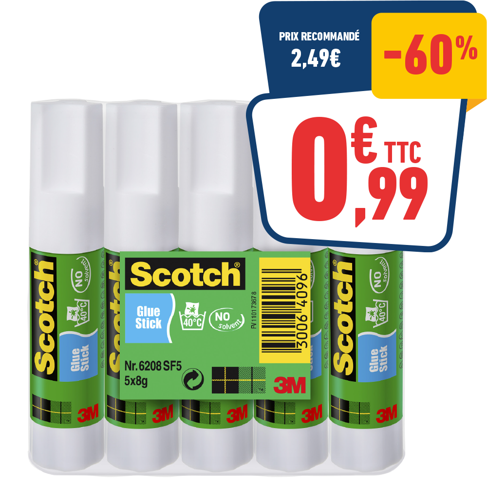 5 BÂTONS DE COLLE 8 GR