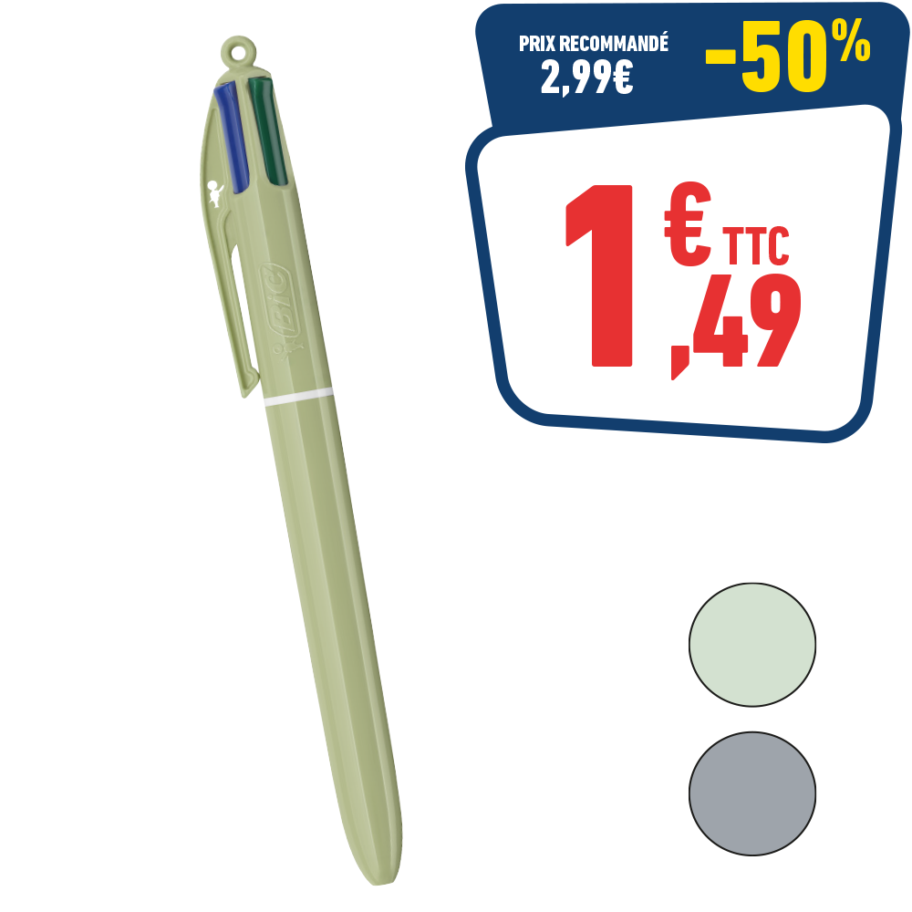 STYLO BIC 4 COULEURS MINÉRAL