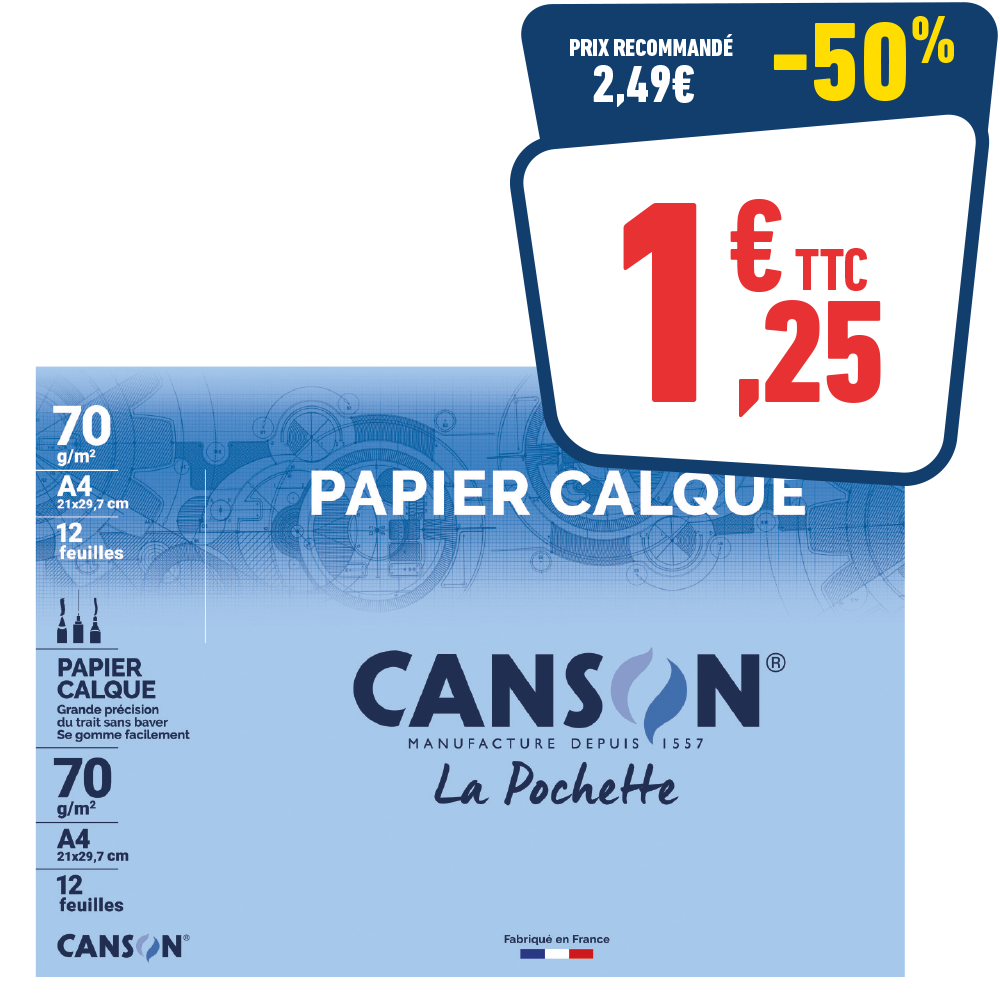 POCHETTE DE CALQUE A4 70 GR - 12 FEUILLES