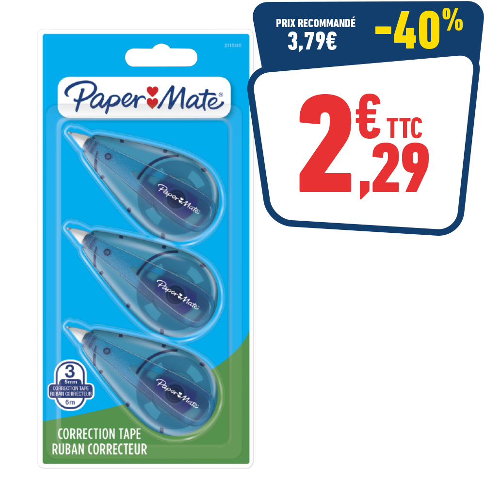 3 MINI CORRECTEURS 5 MM X 6M