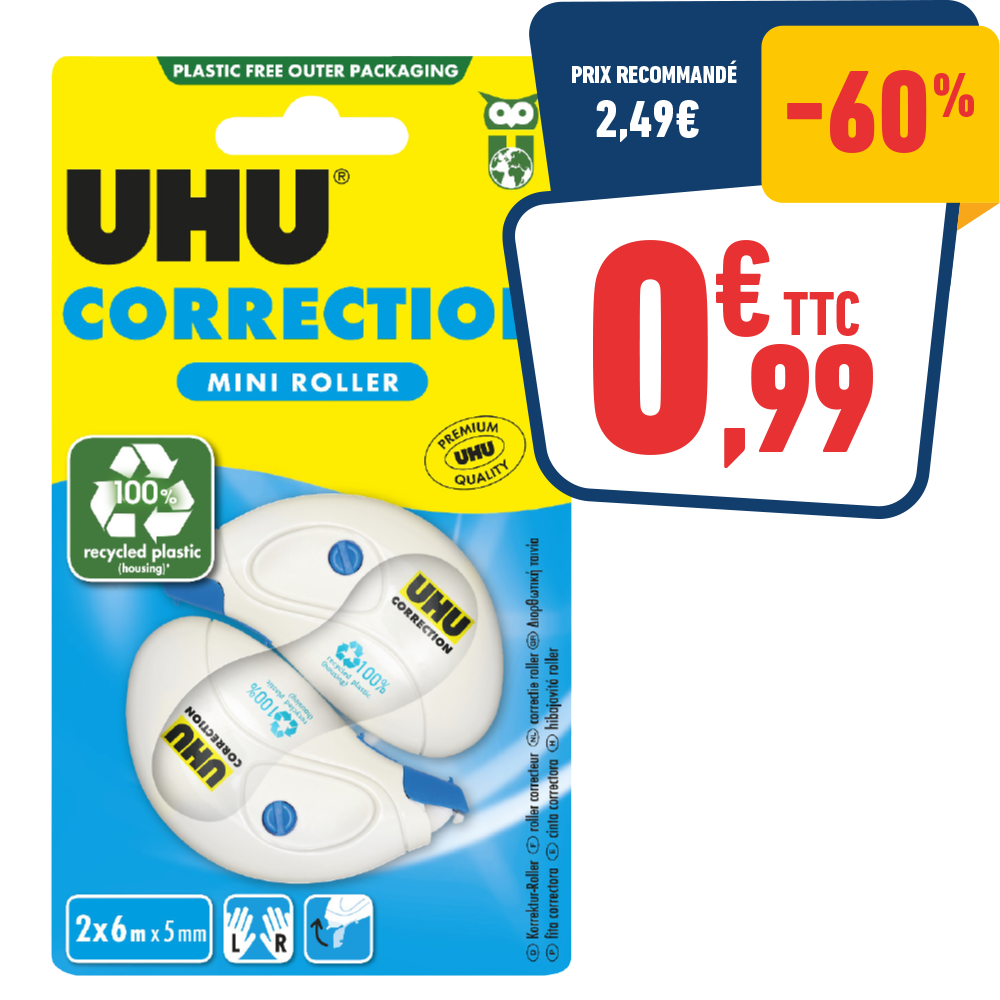 2 MINI RUBANS CORRECTEURS 5 MM X 6M