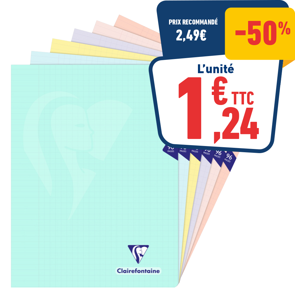 CAHIER 24X32 CM «MIMESYS» 96 PAGES - GRANDS CARREAUX
