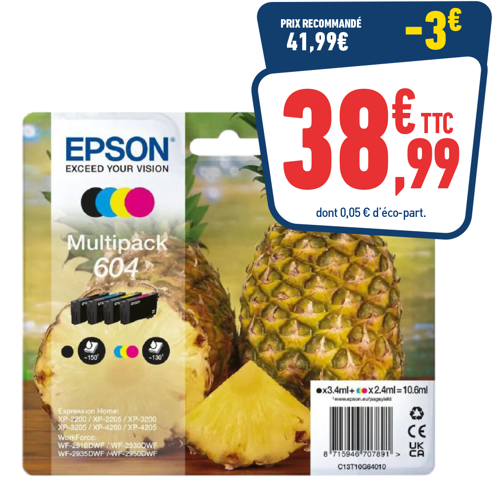 PACK DE 4 CARTOUCHES EPSON 604 «ANANAS»