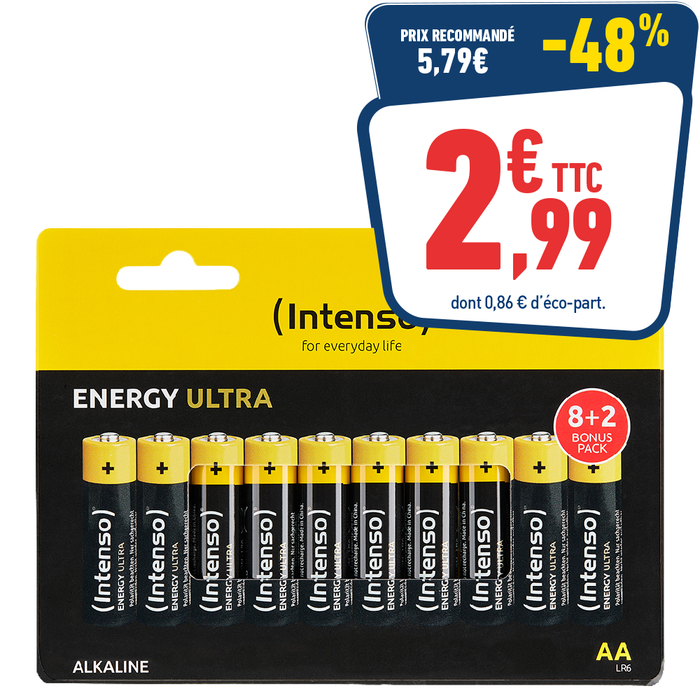 10 PILES INTENSO AA LR6 ENERGY ULTRA