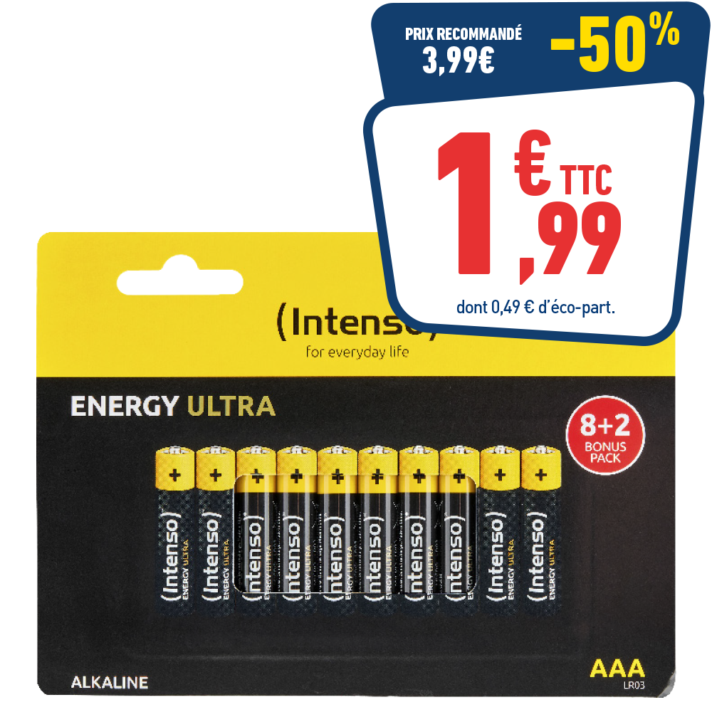 10 PILES INTENSO AAA LR03 ENERGY ULTRA