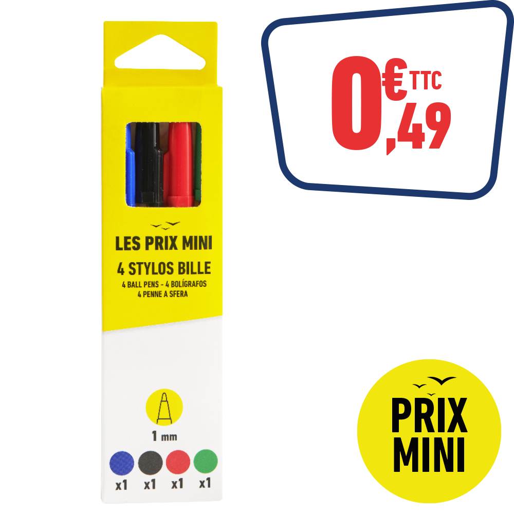 4 STYLOS BILLE ASSORTIS