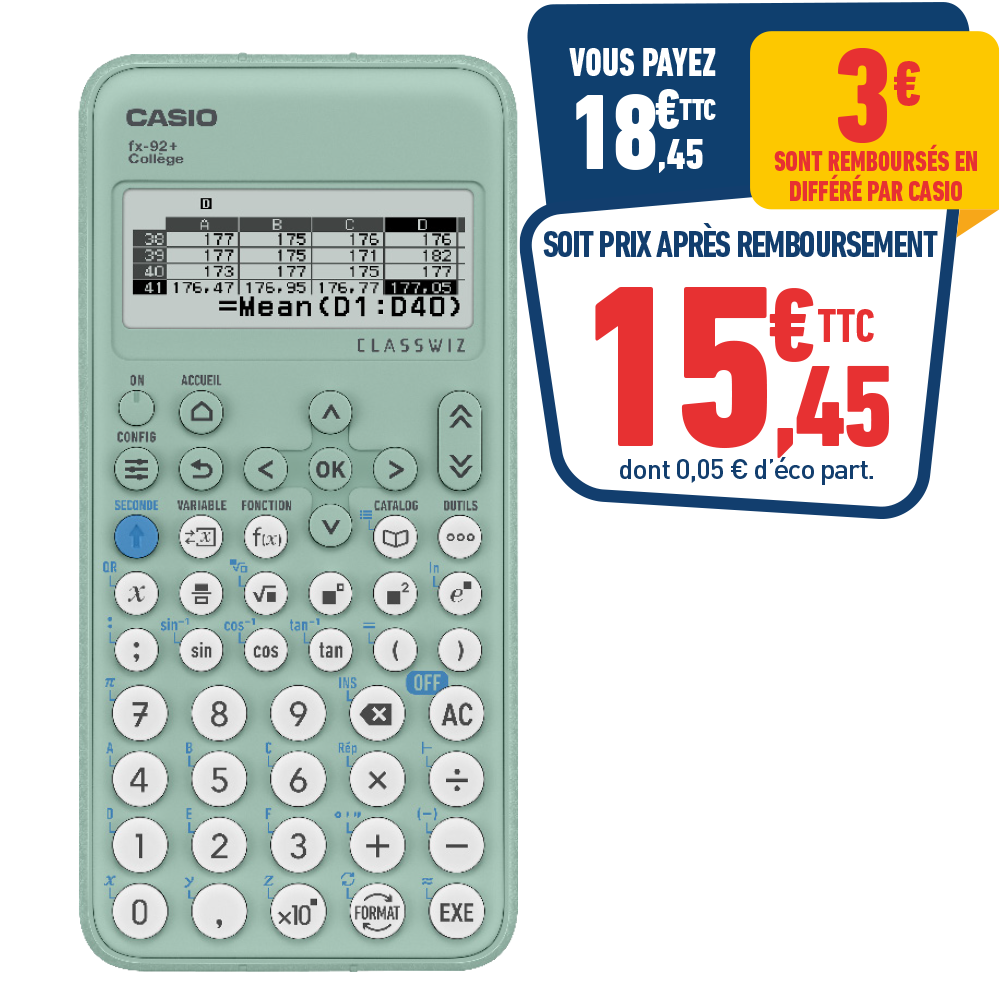 CALCULATRICE CASIO FX-92+ COLLEGE