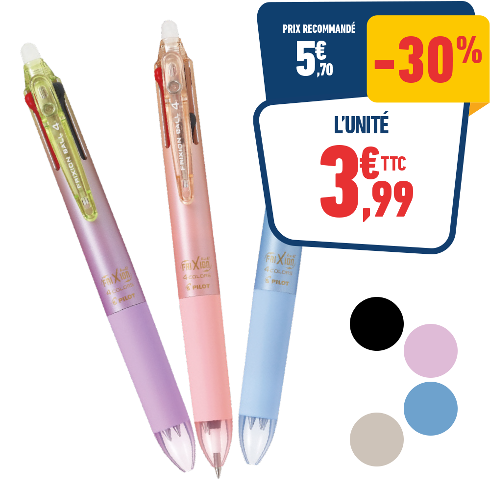 ROLLER EFFAÇABLE FRIXION 4 COULEURS