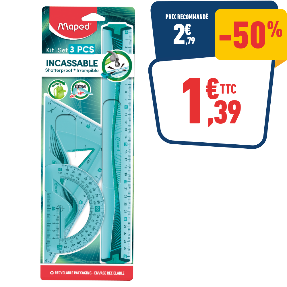 KIT DE TRAÇAGE 3 PIÈCES INCASSABLE