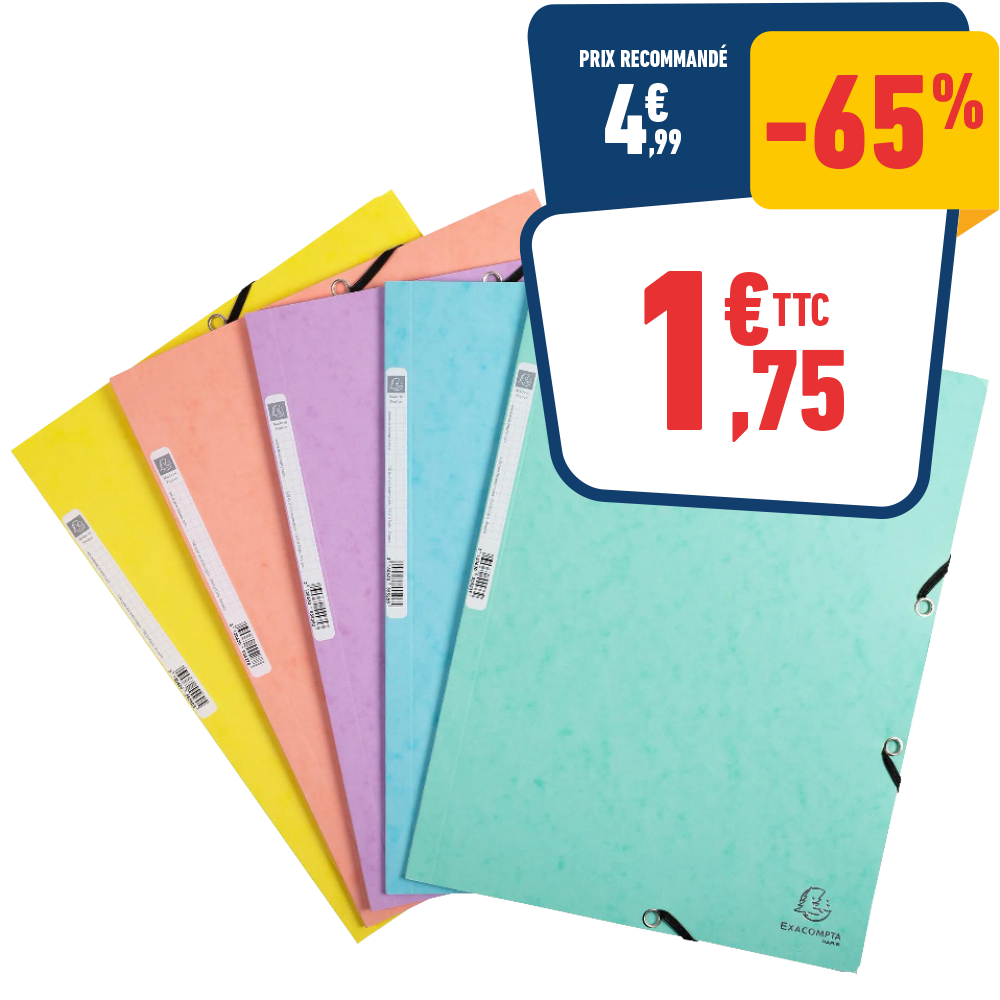 6 CHEMISES À ÉLASTIQUES A4 3 RABATS CARTE