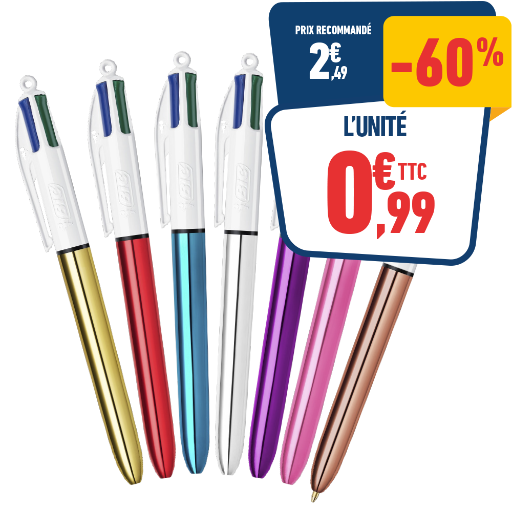 STYLO BIC 4 COULEURS SHINE