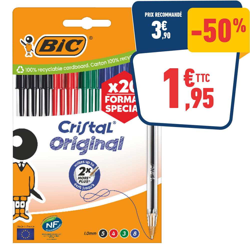 20 STYLOS BILLE CRISTAL