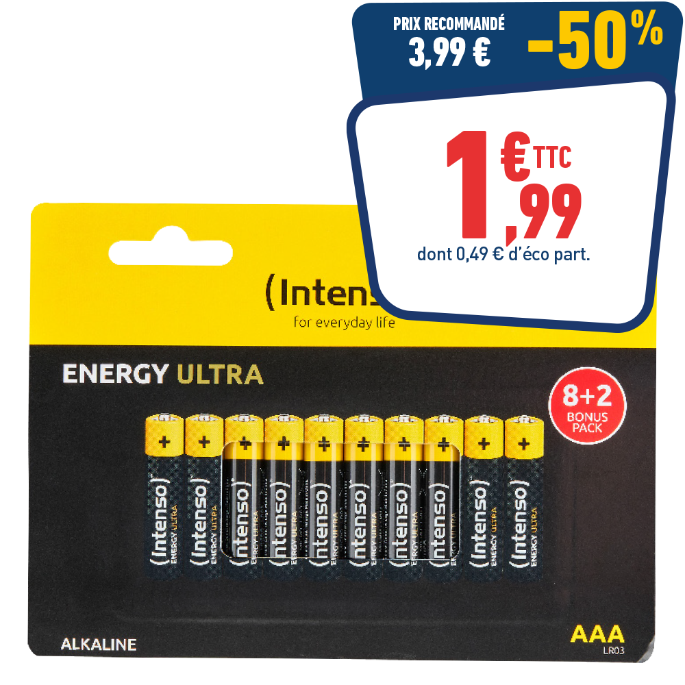 10 PILES INTENSO ENERGY ULTRA AAA LR03