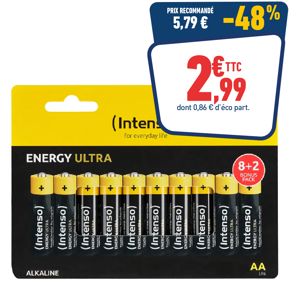10 PILES INTENSO ENERGY ULTRA AA LR6