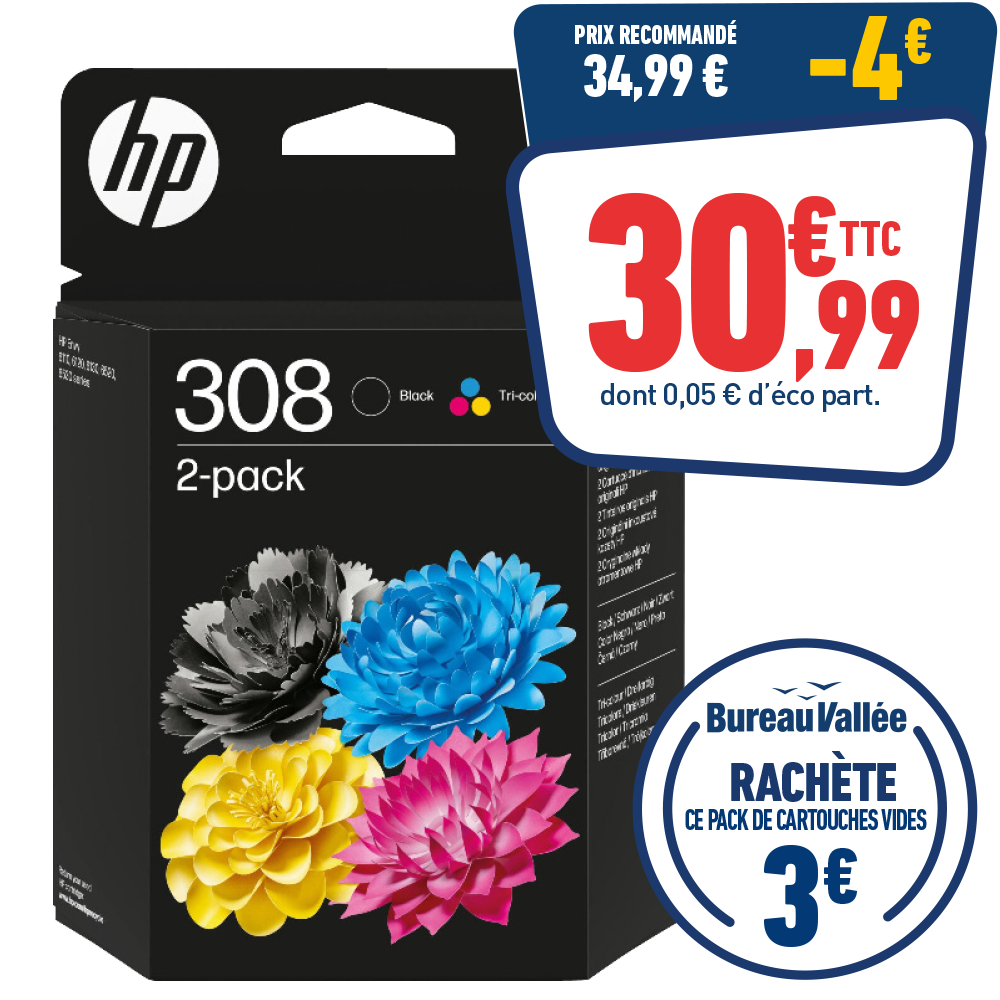 PACK DE 2 CARTOUCHES HP 308