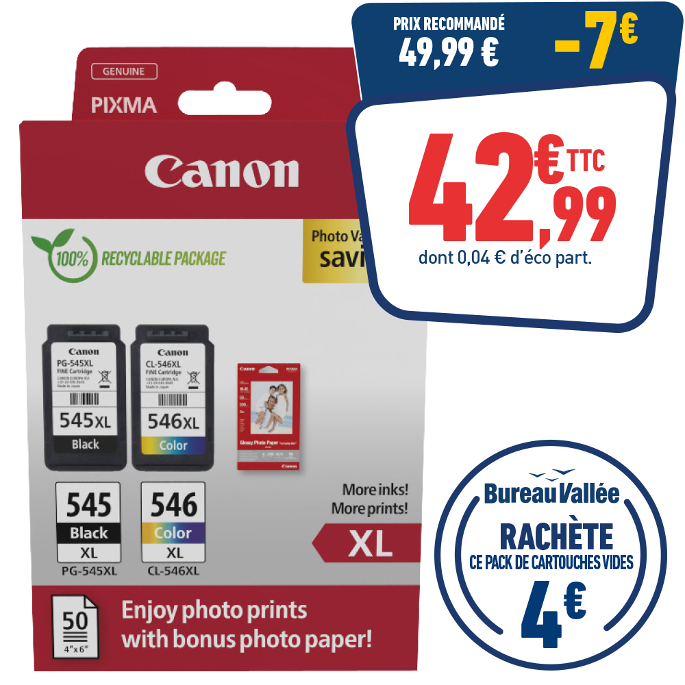 PACK DE 2 CARTOUCHES CANON PG-545/CL-546 XL