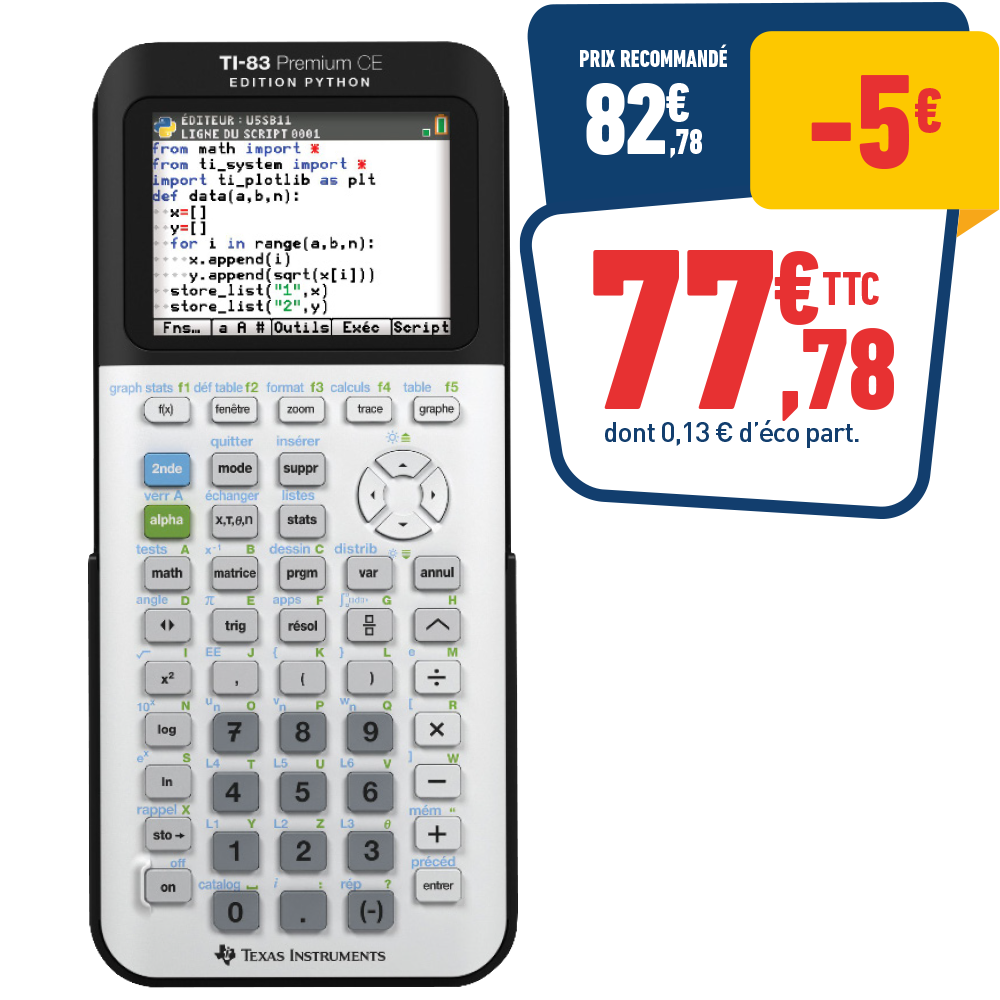 CALCULATRICE TEXAS TI-83 PREMIUM CE PYTHON