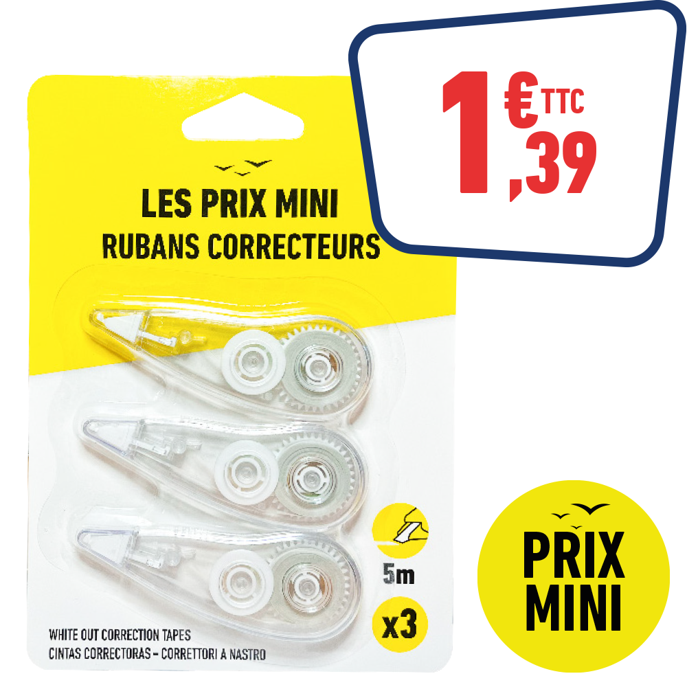 3 RUBANS CORRECTEURS 5MM X 5M