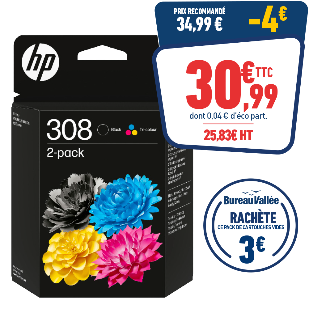 PACK DE 2 CARTOUCHES D'ENCRE HP 308