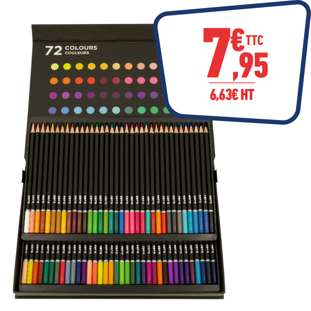 BOITE DE 72 CRAYONS DE COULEUR