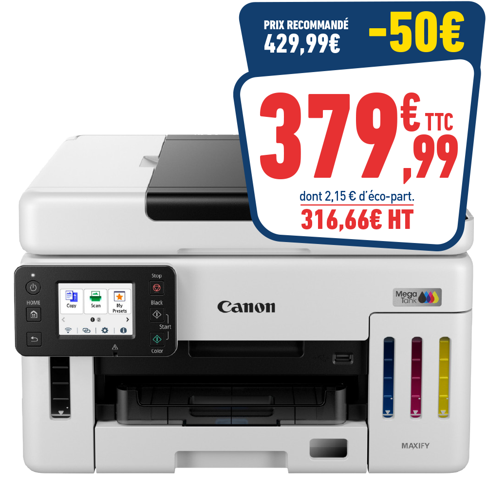 IMPRIMANTE JET D'ENCRE MULTIFONCTION Canon MAXIFY GX6150 MegaTank