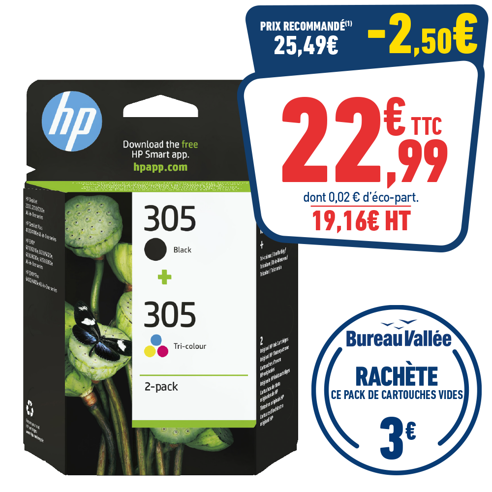 PACK DE 2 CARTOUCHES D’ENCRE HP 305
