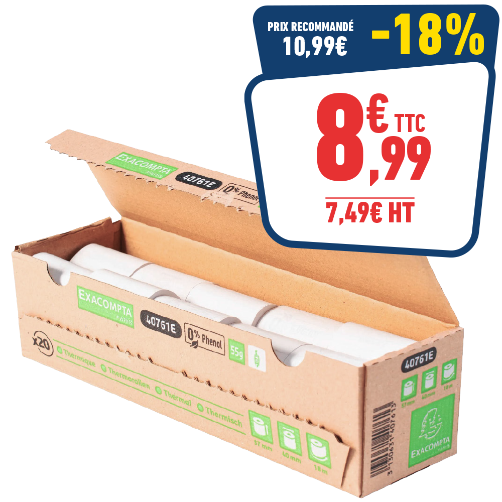 20 Bobines carte bancaire - 57 x 40 x 12 mm