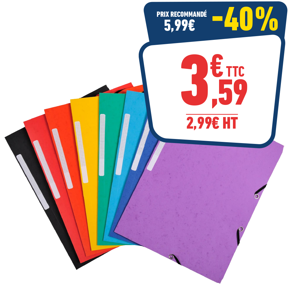 10 CHEMISES À ÉLASTIQUES - A4 - 3 RABATS - CARTE