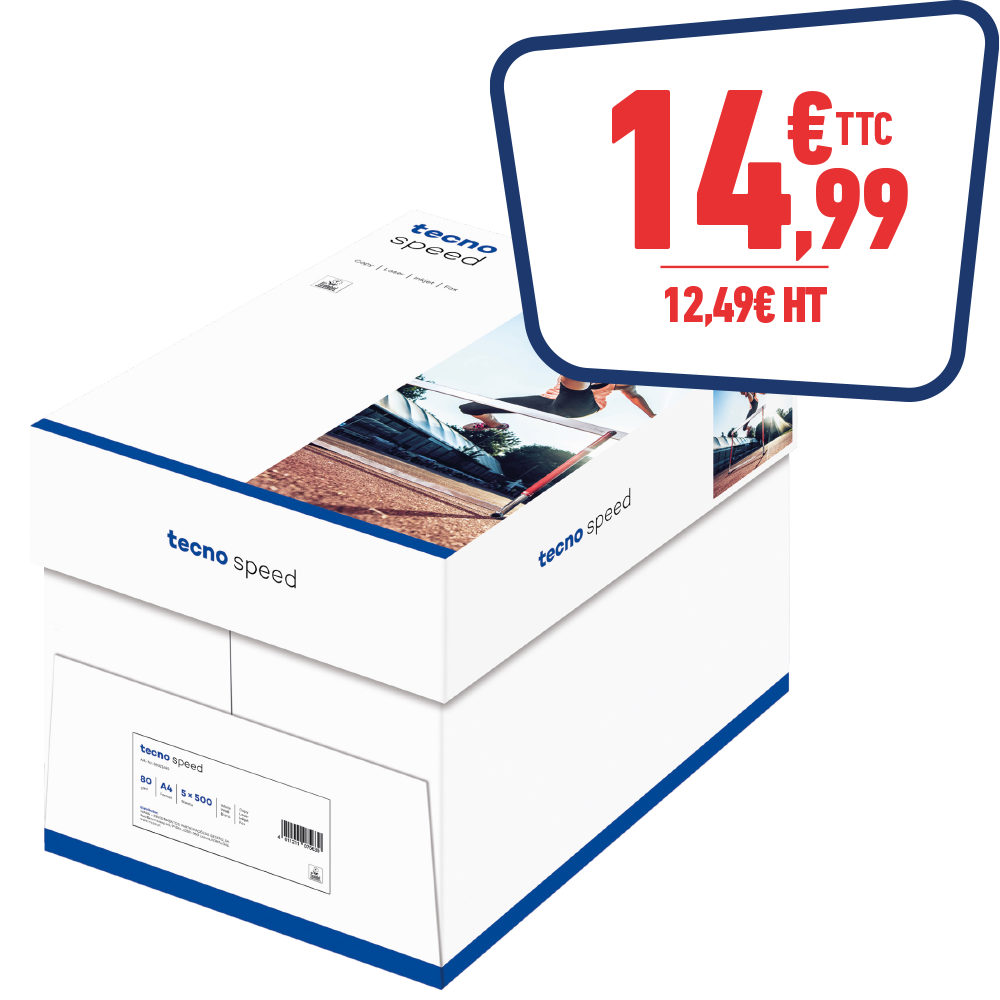 CARTON DE 5 RAMETTES DE 500 FEUILLES PAPIER BLANC - A4 - 80 GR