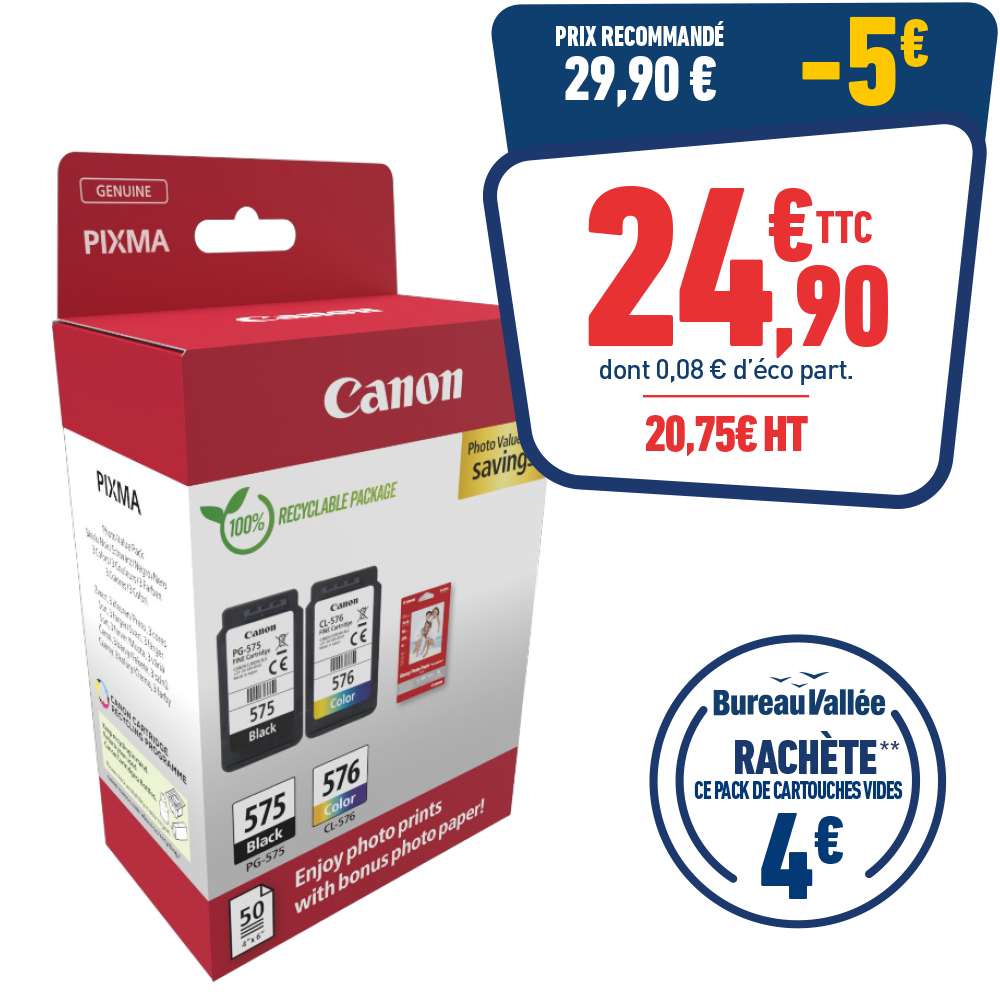 PACK DE 2 CARTOUCHES D'ENCRE CANON PG-575/CL-576