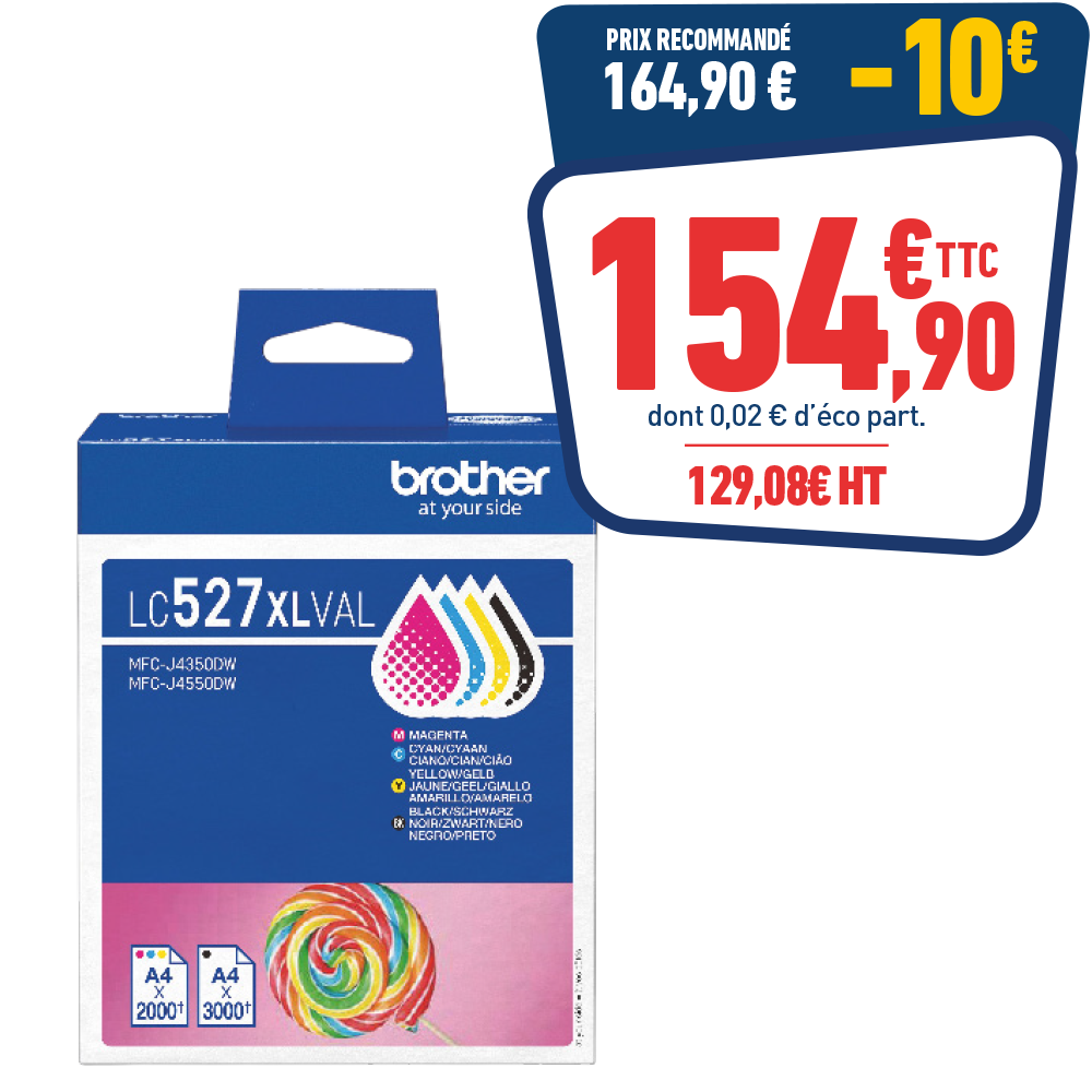 PACK DE 4 CARTOUCHES D'ENCRE BROTHER LC527XL