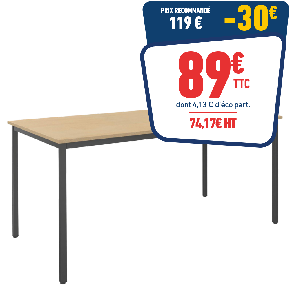 TABLE DE REUNION RECTANGULAIRE - L120 X P60 X H72,5 CM
