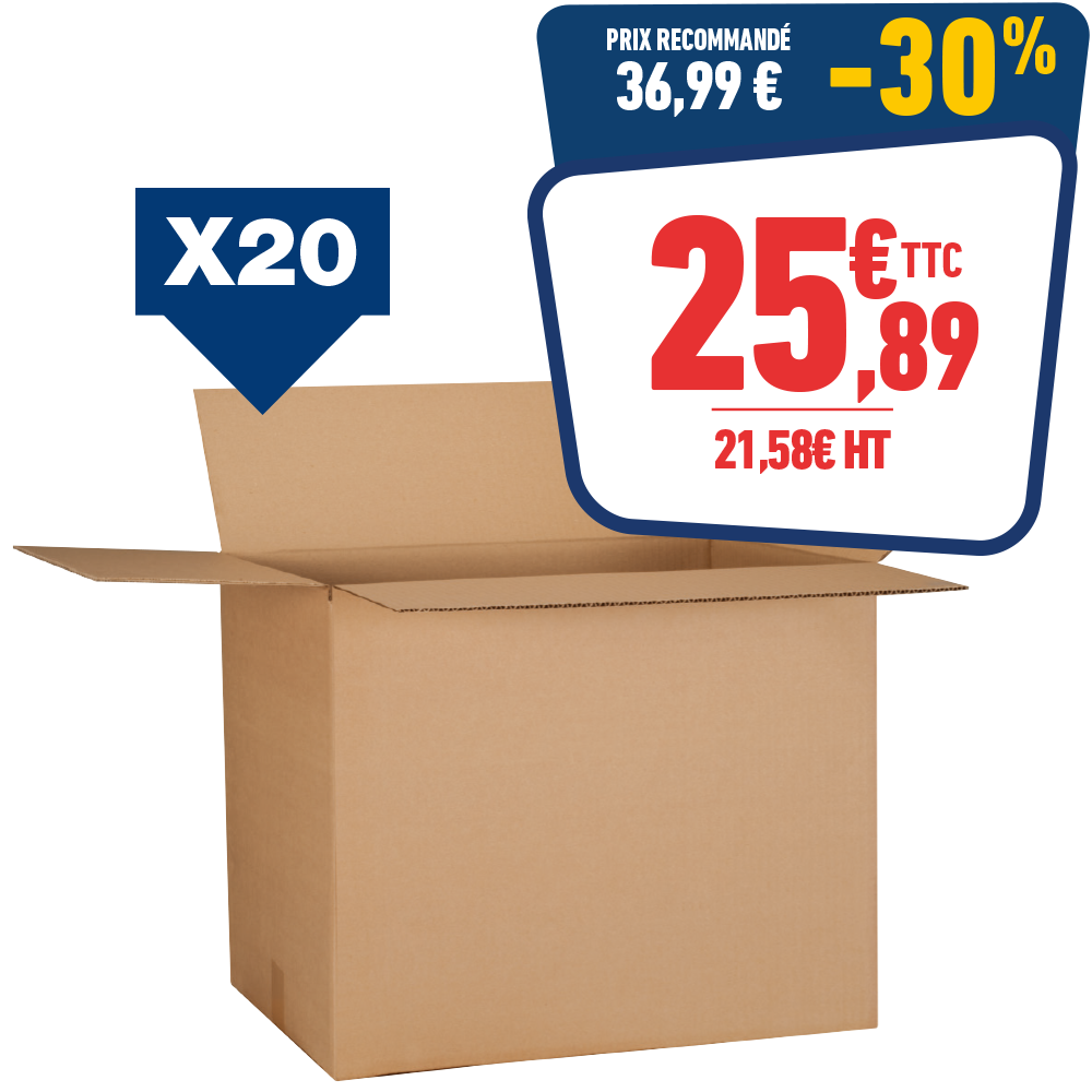 20 Caisses américaine simple cannelure recyclée 60 x 40 x 40 cm