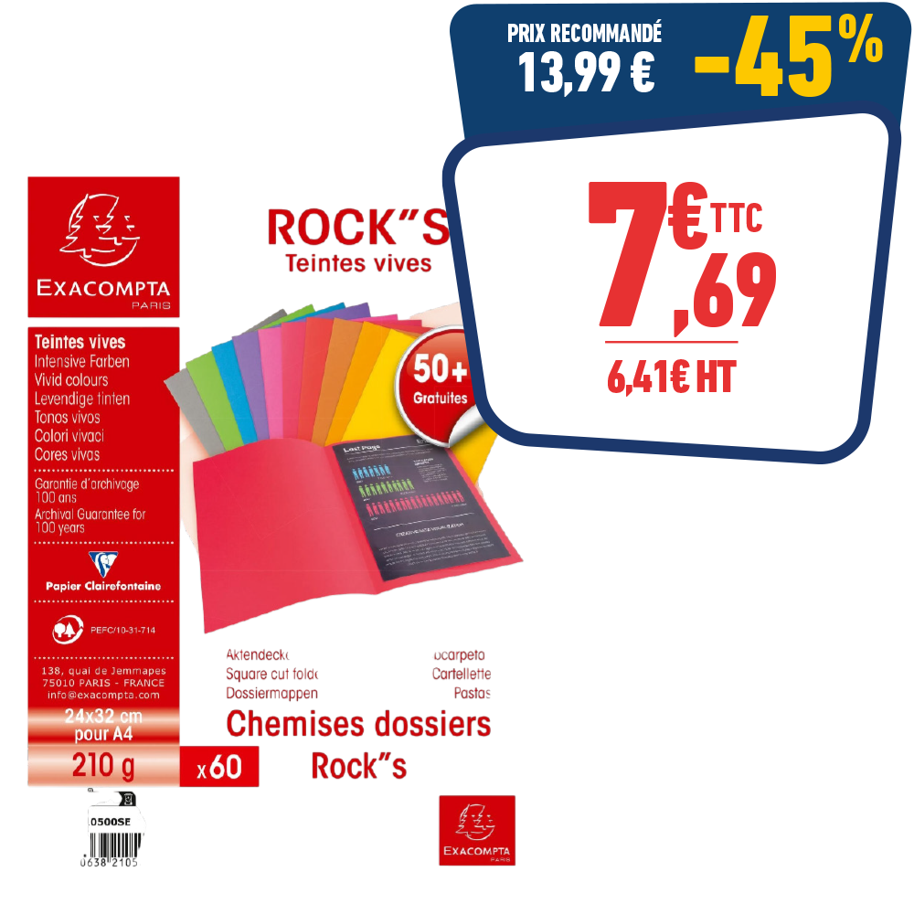 60 CHEMISES ROCKS  - A4 - 210 GR