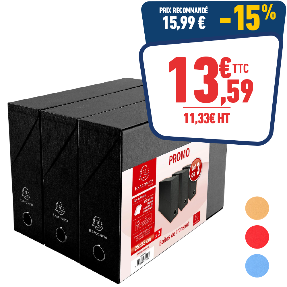 3 boîtes de transfert - Dos 90 mm - A4