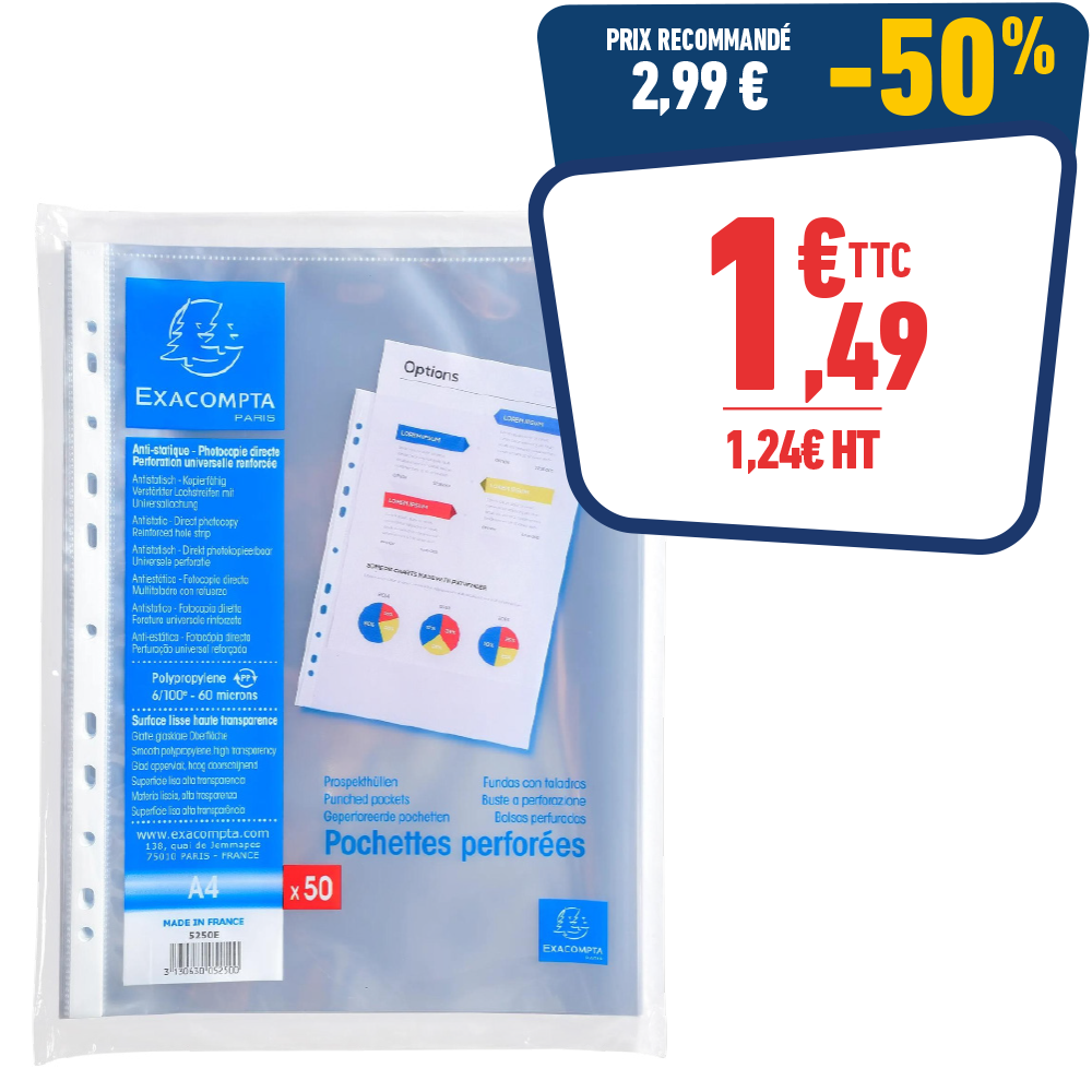 50 POCHETTES PERFORÉES