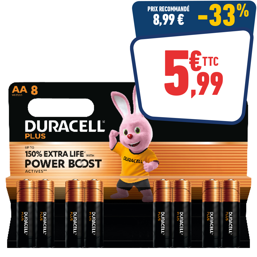 8 PILES DURACELL PLUS