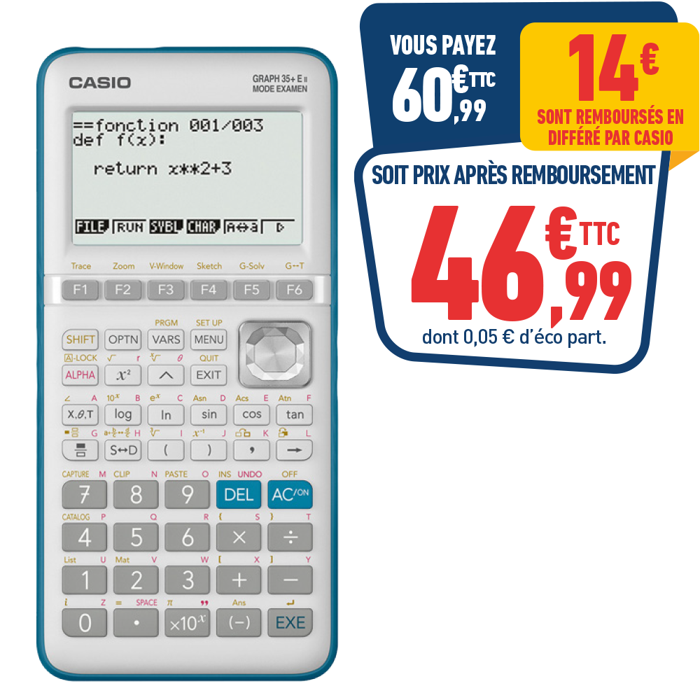 CALCULATRICE CASIO GRAPH 35+E II PYTHON