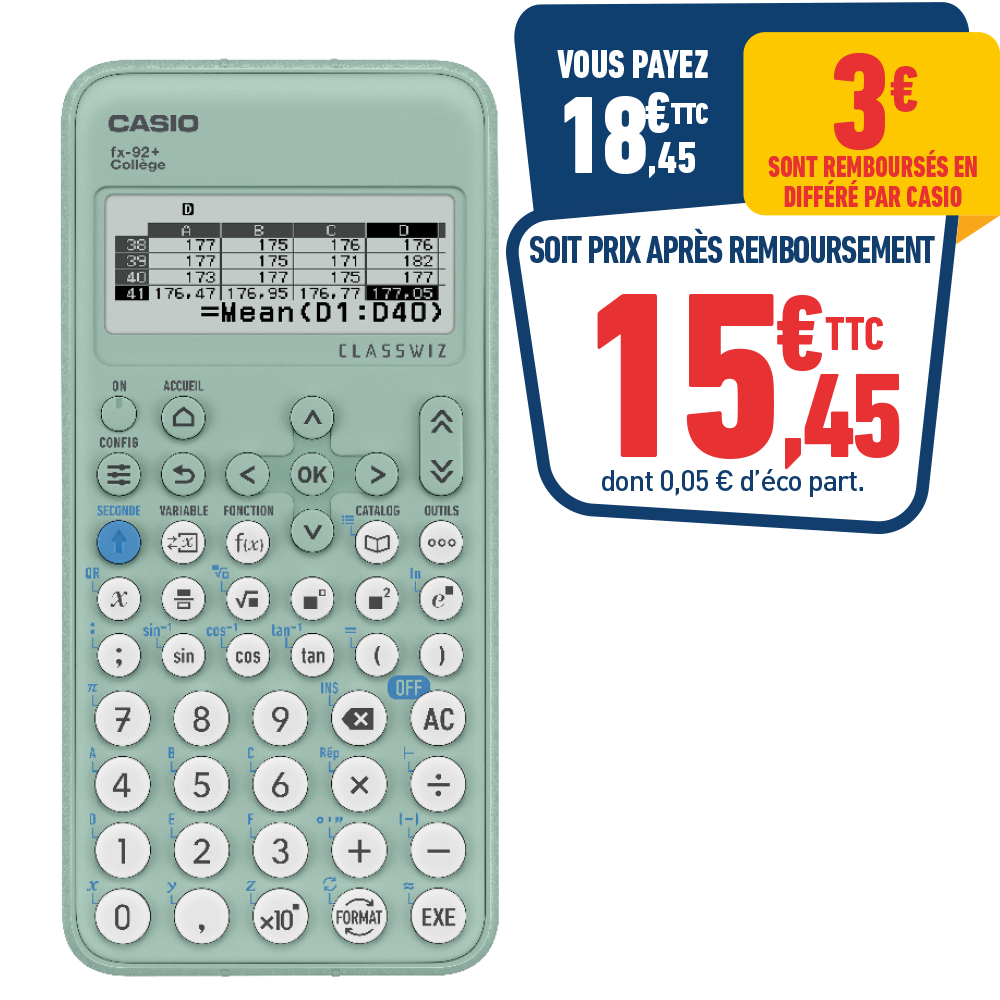 CALCULATRICE CASIO FX-92+ COLLEGE