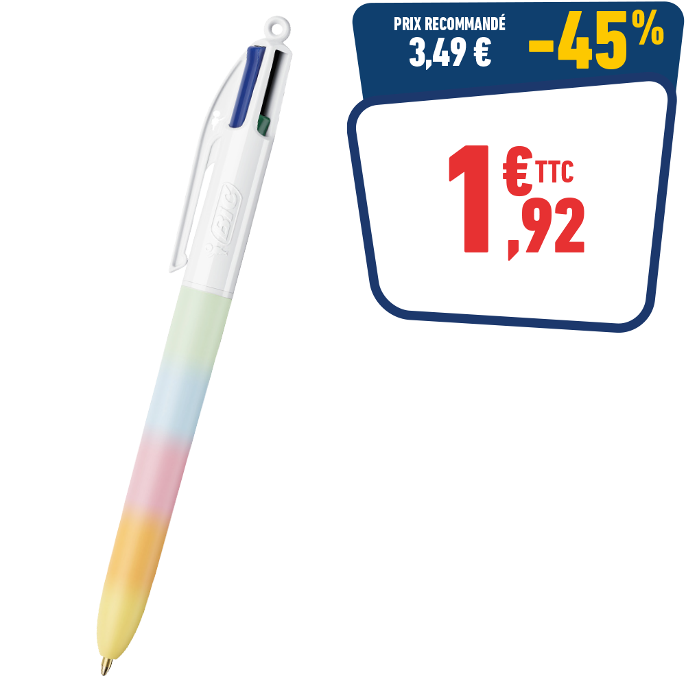 STYLO BIC 4 COULEURS SOFT PASTEL