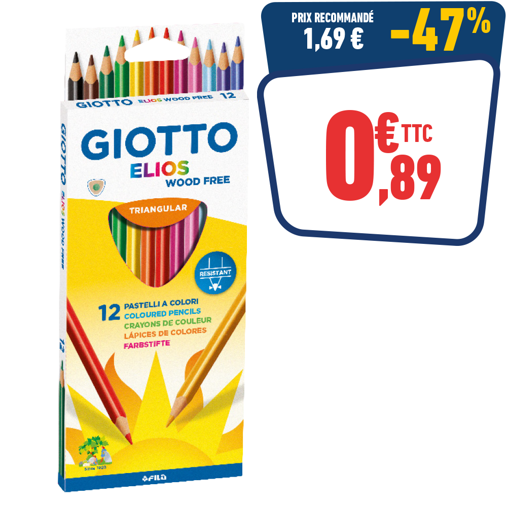 12 CRAYONS COULEURS ELIOS WOOD