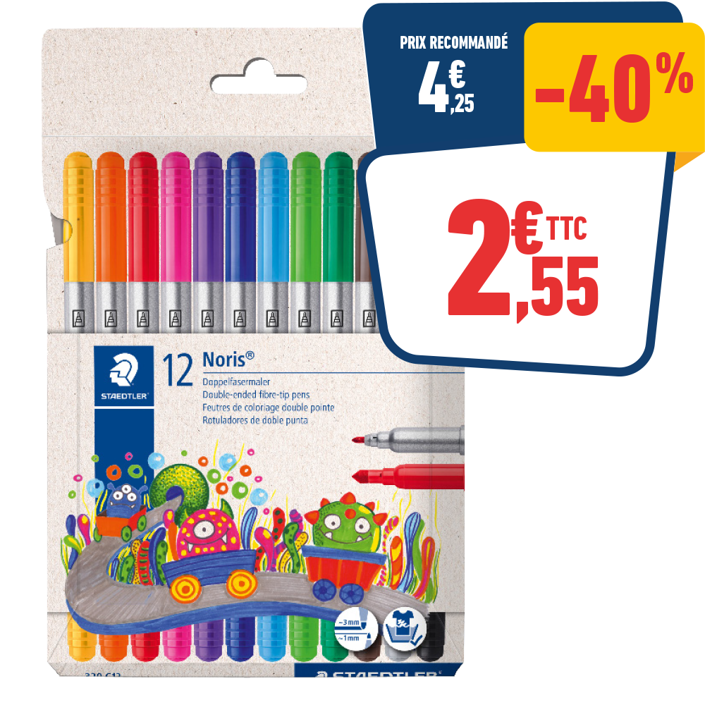 12 FEUTRES DOUBLE POINTE