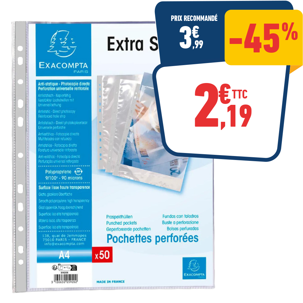 50 POCHETTES PERFORÉES