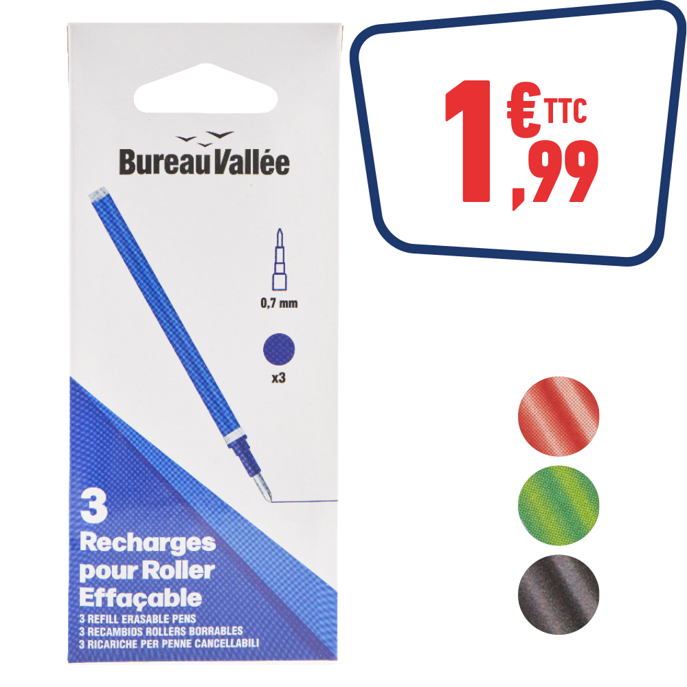 3 RECHARGES ROLLERS