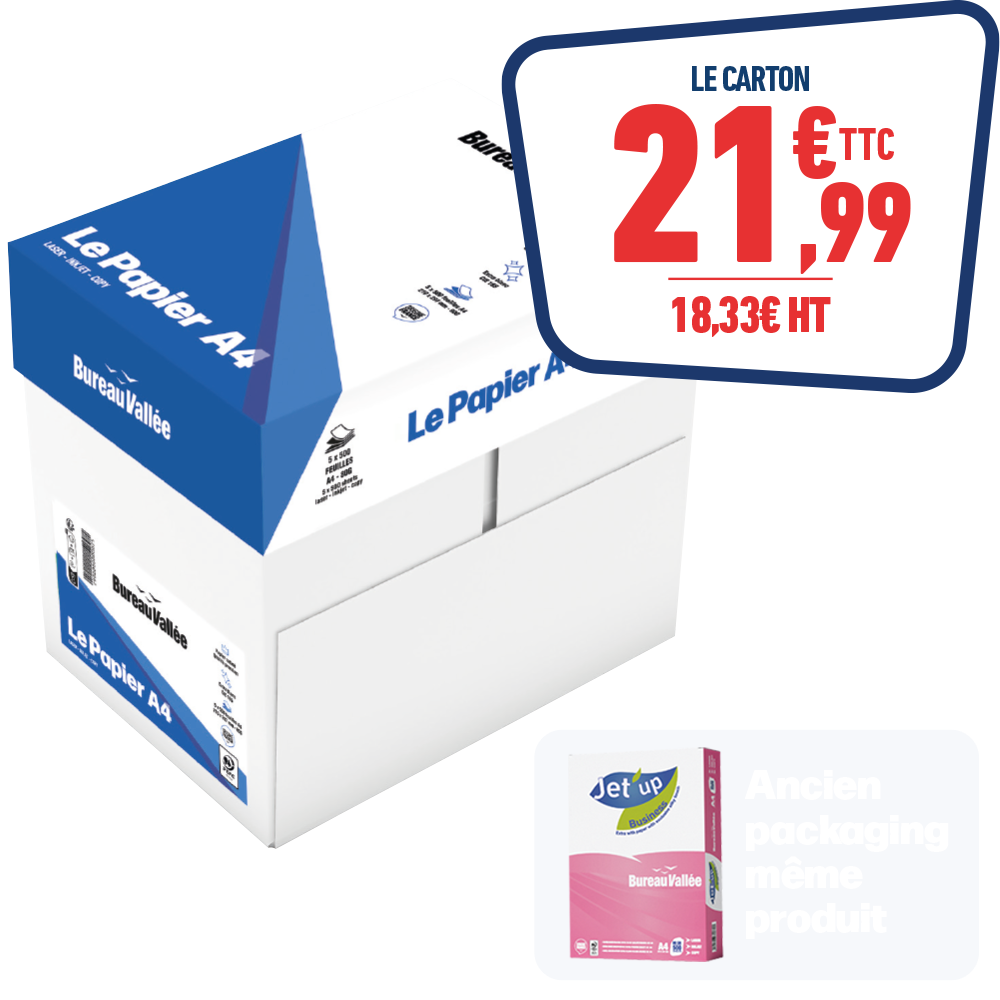 CARTON DE 5 RAMETTES DE 500 FEUILLES PAPIER BLANC - A4 - 80 GR
