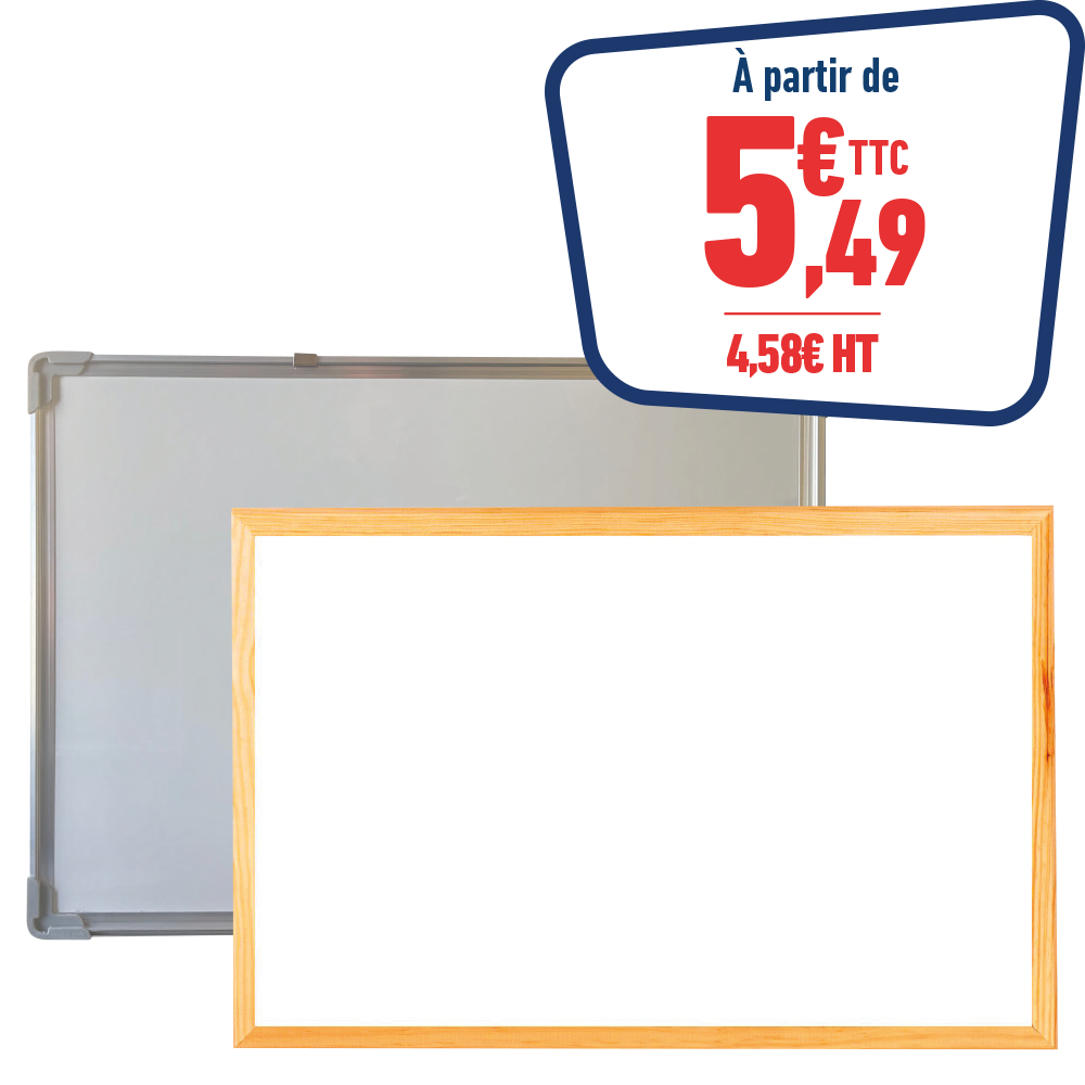TABLEAU BLANC MAGNETIQUE 45 X 60CM CADRE PIN