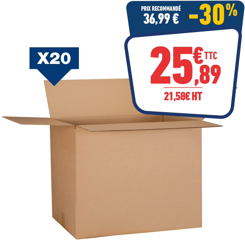 20 CARTONS CAISSE AMERICAINE 60 X 40 X 40CM 